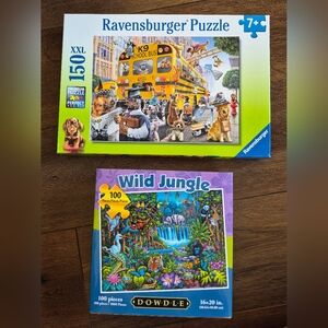 2 Puzzles - 150pc Ravensburger Dogs & 100pc Dowdle Jungle